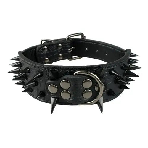Collier pour Chien Large 5 cm – Cuir Clouté avec Pics Métalliques – Collier Ajustable pour Pitbull, Bulldog, Boxer et Grands Chiens – Tailles S à XL