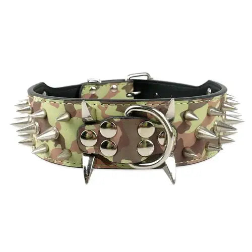 Collier pour Chien Large 5 cm – Cuir Clouté avec Pics Métalliques – Collier Ajustable pour Pitbull, Bulldog, Boxer et Grands Chiens – Tailles S à XL