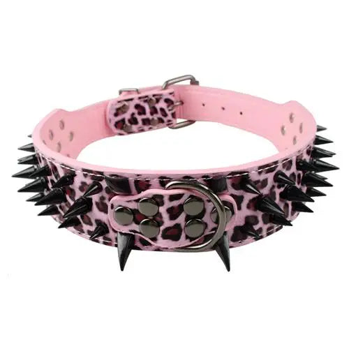 Collier pour Chien Large 5 cm – Cuir Clouté avec Pics Métalliques – Collier Ajustable pour Pitbull, Bulldog, Boxer et Grands Chiens – Tailles S à XL
