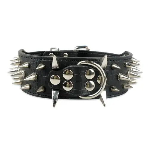 Collier pour Chien Large 5 cm – Cuir Clouté avec Pics Métalliques – Collier Ajustable pour Pitbull, Bulldog, Boxer et Grands Chiens – Tailles S à XL