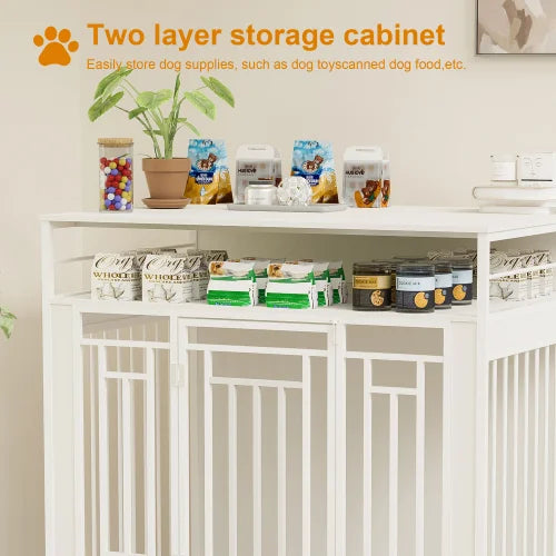 Niche pour Chien en Bois 110 cm avec Séparateur – Grand Meuble pour Animaux FCJ, Maison Intérieure Élégante pour Chiens de Taille Moyenne à Grande