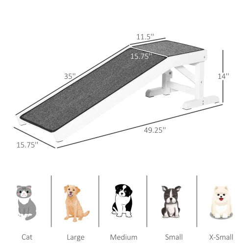 Rampe pour Chien FCJ avec Revêtement Antidérapant – Rampe d’Accès Élégante pour Lit ou Canapé avec Plateforme Supérieure