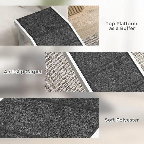 Rampe pour Lit de Chien FCJ – Avec Tapis Antidérapant et Plateforme Supérieure, Rampe d’Accès Sécurisée pour Animaux