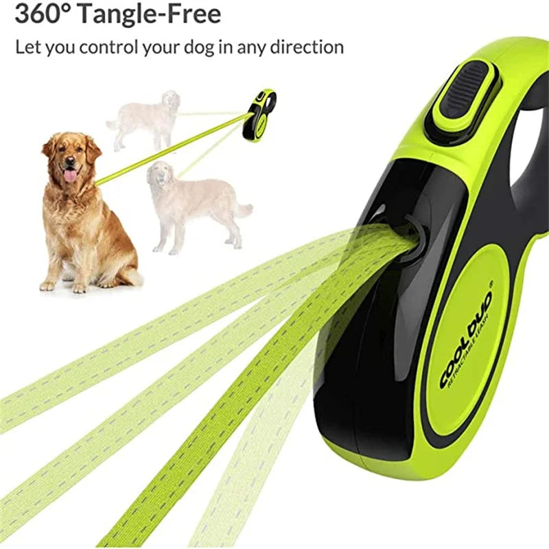 Laisse Rétractable de Luxe 5M pour Chien – Laisse Automatique Extensible pour Chiens de Grande, Moyenne et Petite Taille, Chats et Chiots