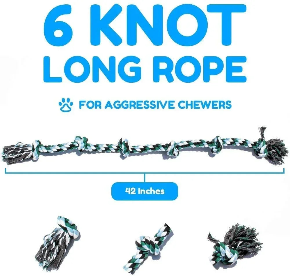 Jouet en Corde Géant ATUBAN pour Très Grand Chien – Jouet Indestructible pour Mâcheurs Agressifs, 6 Nœuds, 107 cm de Long, Idéal Grandes Races