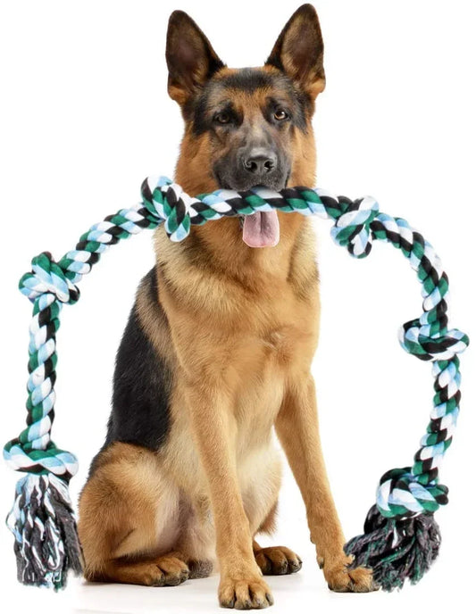 Jouet en Corde Géant ATUBAN pour Très Grand Chien – Jouet Indestructible pour Mâcheurs Agressifs, 6 Nœuds, 107 cm de Long, Idéal Grandes Races