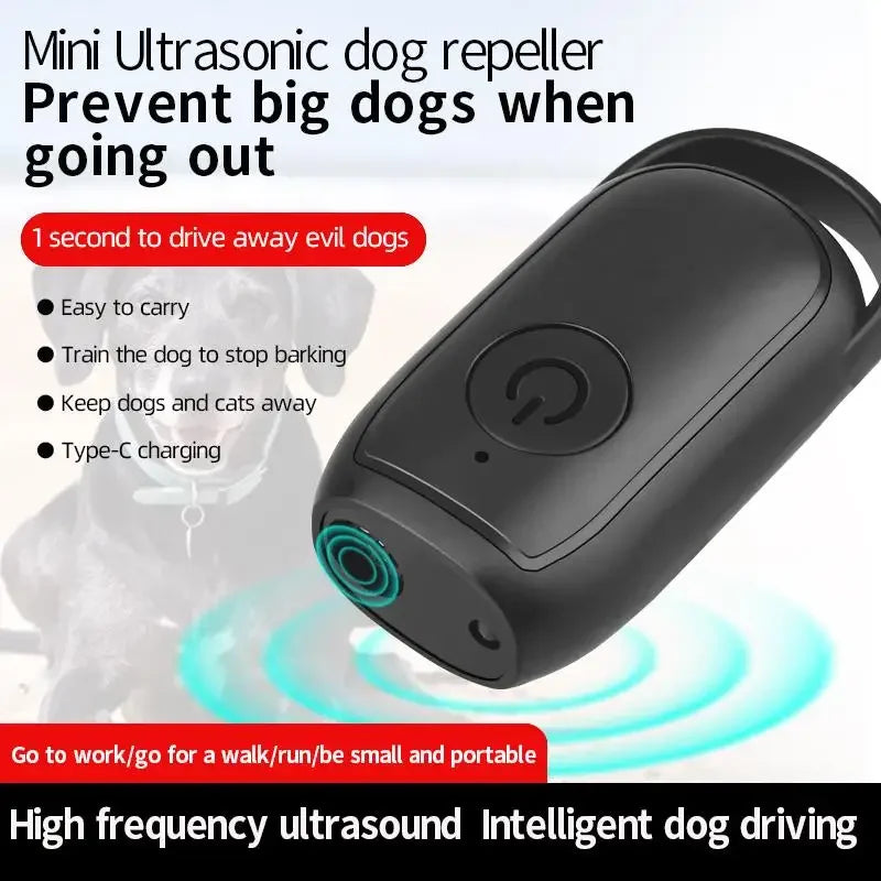 Mini Répulsif Ultrasonique Portable pour Chien – Anti-Aboiement & Dressage avec LED Intégrée