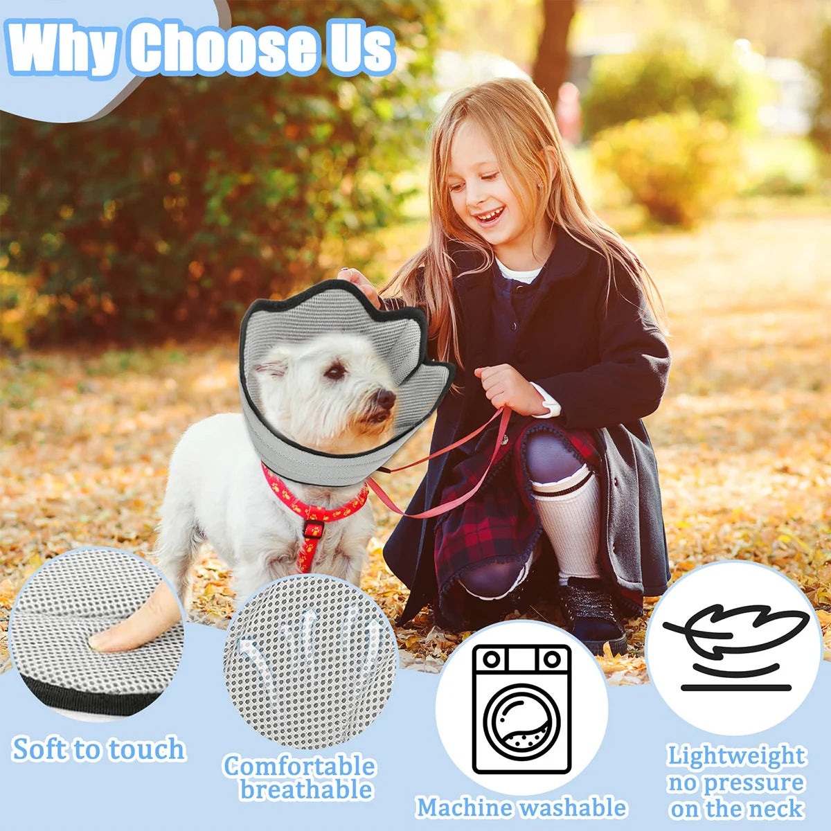Collerette Vétérinaire pour Chien – Collier de Protection Anti-Léchage et Anti-Morsure, Ajustable, Type Élisabéthain