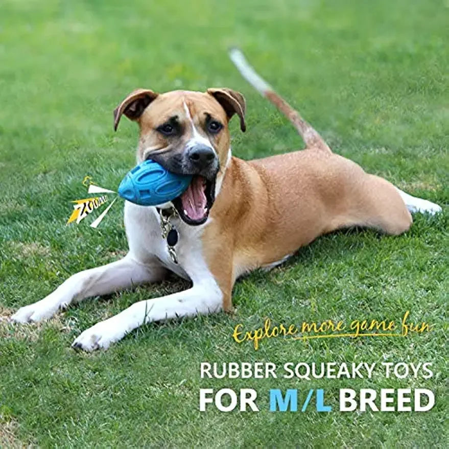 Jouet pour Chien Couineur en Caoutchouc – Balle à Mâcher Résistante pour Chiots et Chiens Agressifs – Nettoyage des Dents & Jeu Interactif – Pour Races Moyennes et Grandes