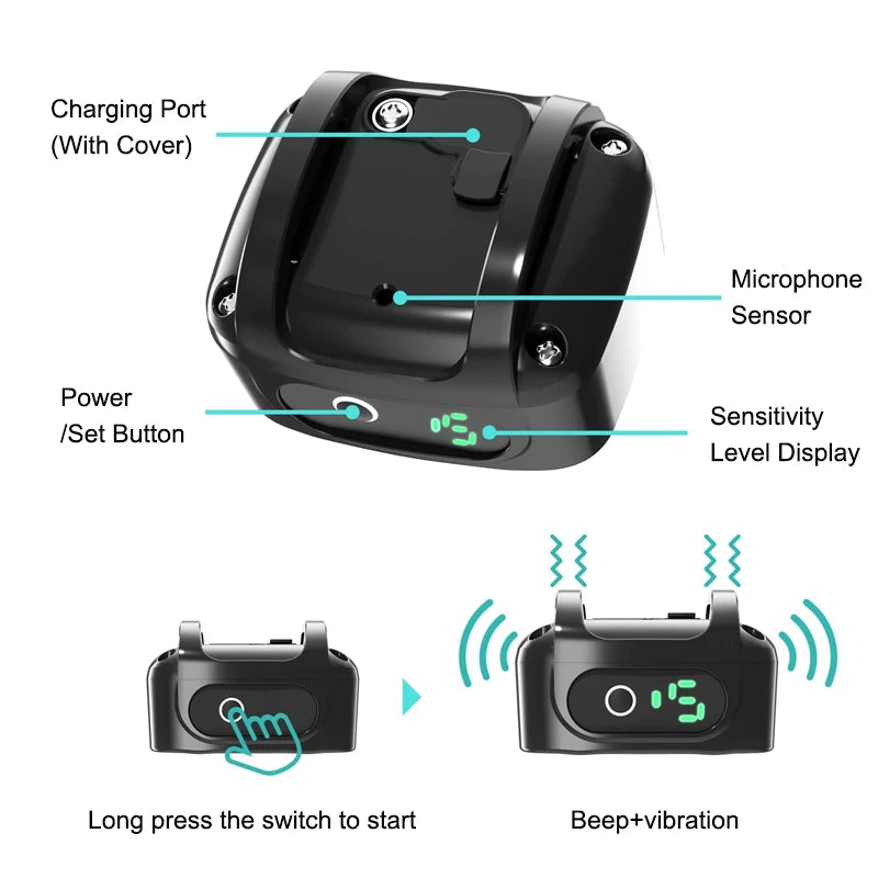 Collier Anti-Aboiement pour Chien – Dispositif Intelligent à Ultrasons avec Vibration, Rechargeable par USB, Étanche et Efficace pour le Dressage