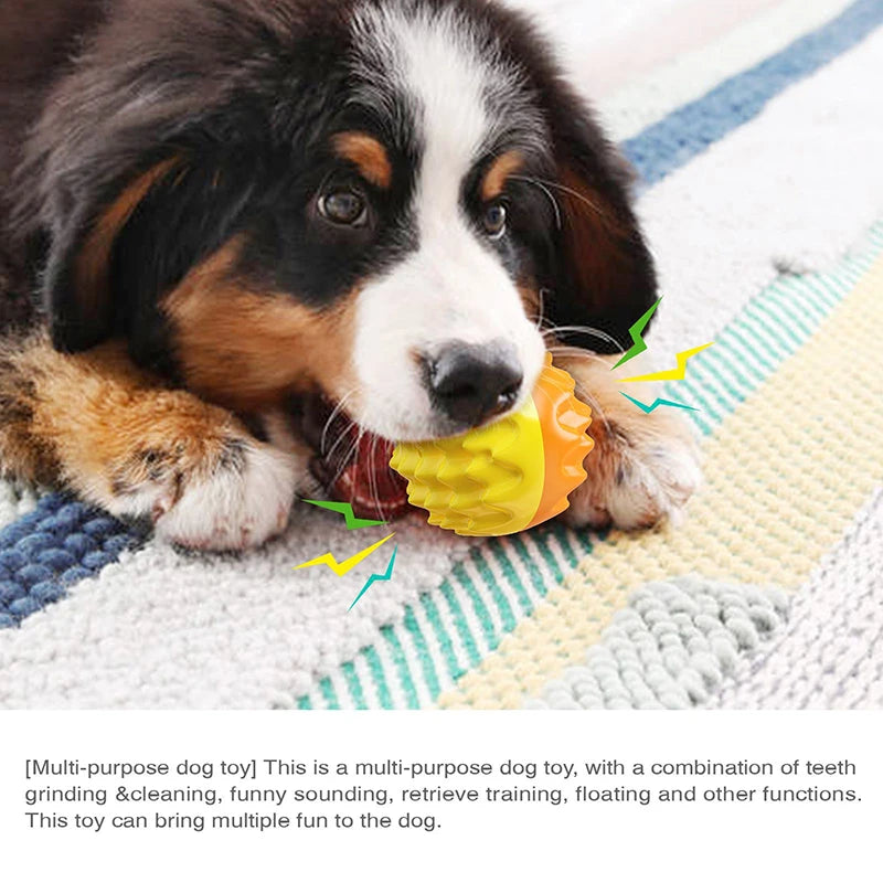 Balle à Mâcher Sonore pour Chien – Jouet Interactif d’Extérieur pour Petits, Moyens et Grands Chiens – Nettoyage des Dents, Anti-Stress – Idéal Chihuahua, Yorkie et Autres Races