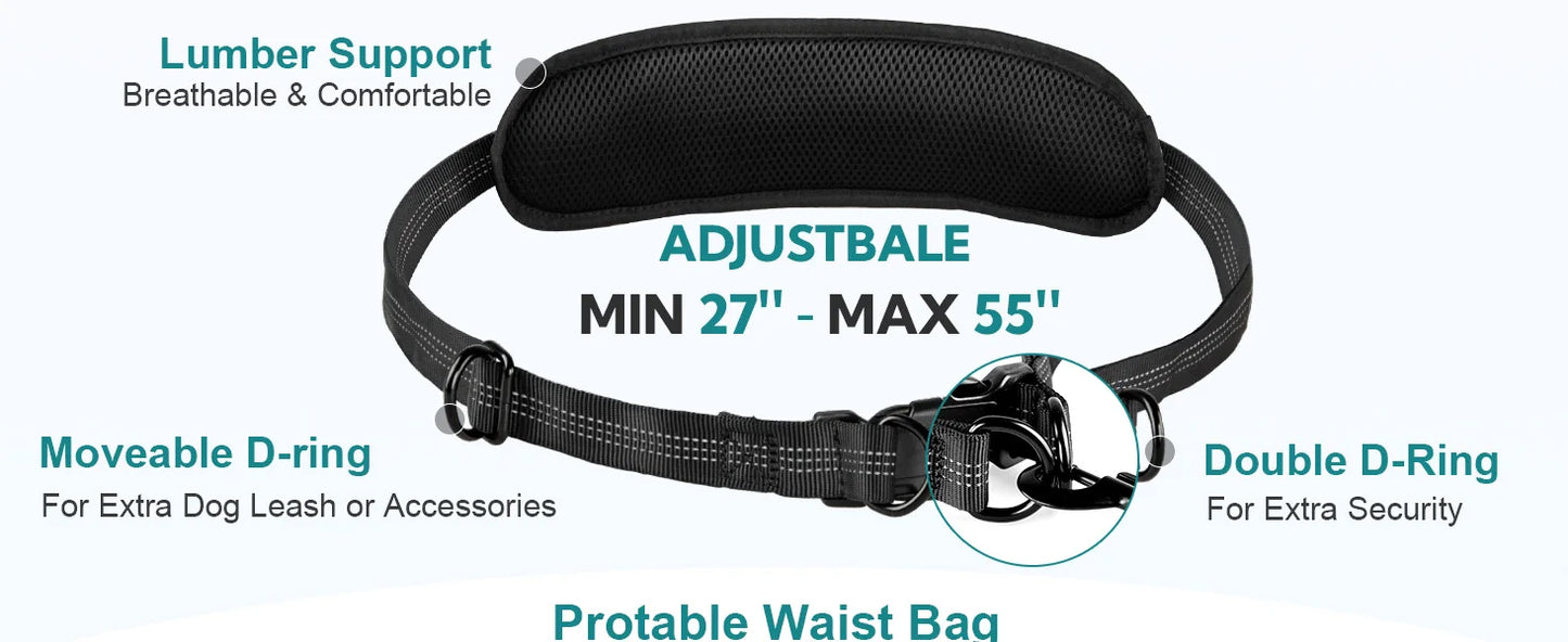 Laisse Mains Libres avec Poche de Rangement – Laisse Double Rétractable pour Deux Chiens avec Amortisseur Élastique et Doubles Poignées Rembourrées, Compatible avec Harnais