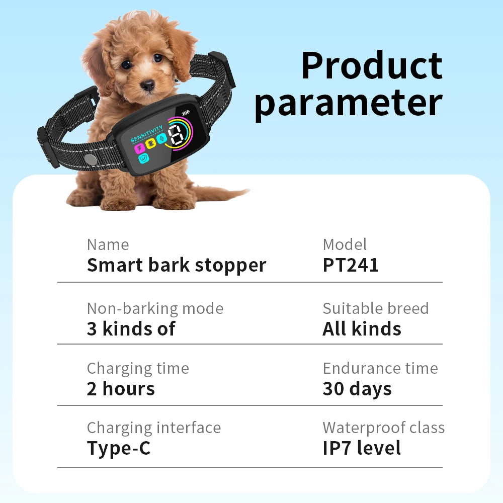Collier Anti-Aboiement Automatique pour Chien – Ultrasons & Vibration, Étanche & Rechargeable Type-C