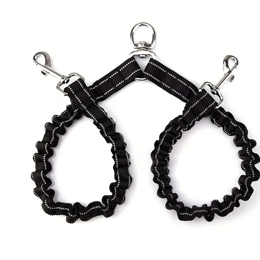 Laisse Double pour Chien – Coupleur Anti-Enchevêtrement avec Amortisseur de Chocs et Sangle Réfléchissante pour Sécurité Nocturne