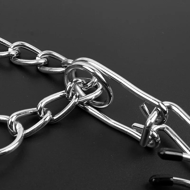 Collier de Dressage à Pointes en Métal – Anti-Traction, Ajustable, avec Embouts en Caoutchouc pour Chiens Moyens à Grands