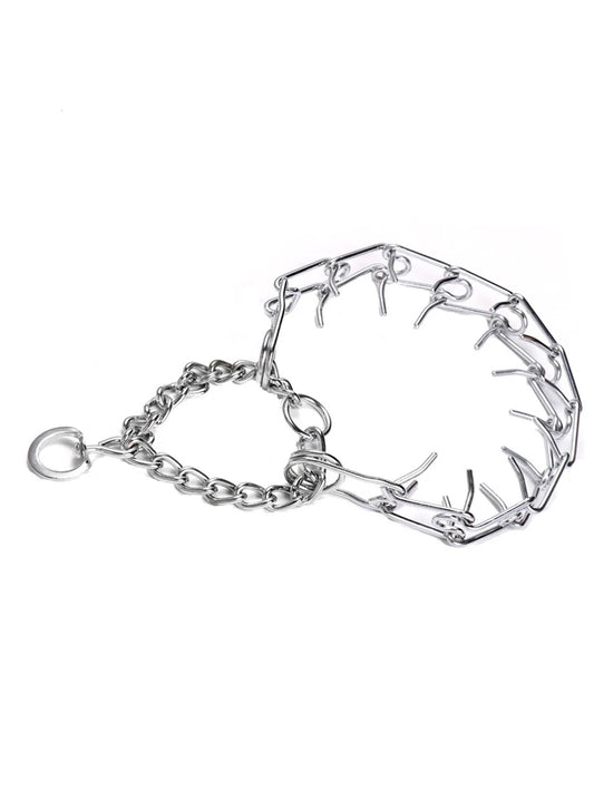 Collier de Dressage Anti-Traction à Pointes – Acier Inoxydable avec Embouts en Caoutchouc, Taille Ajustable