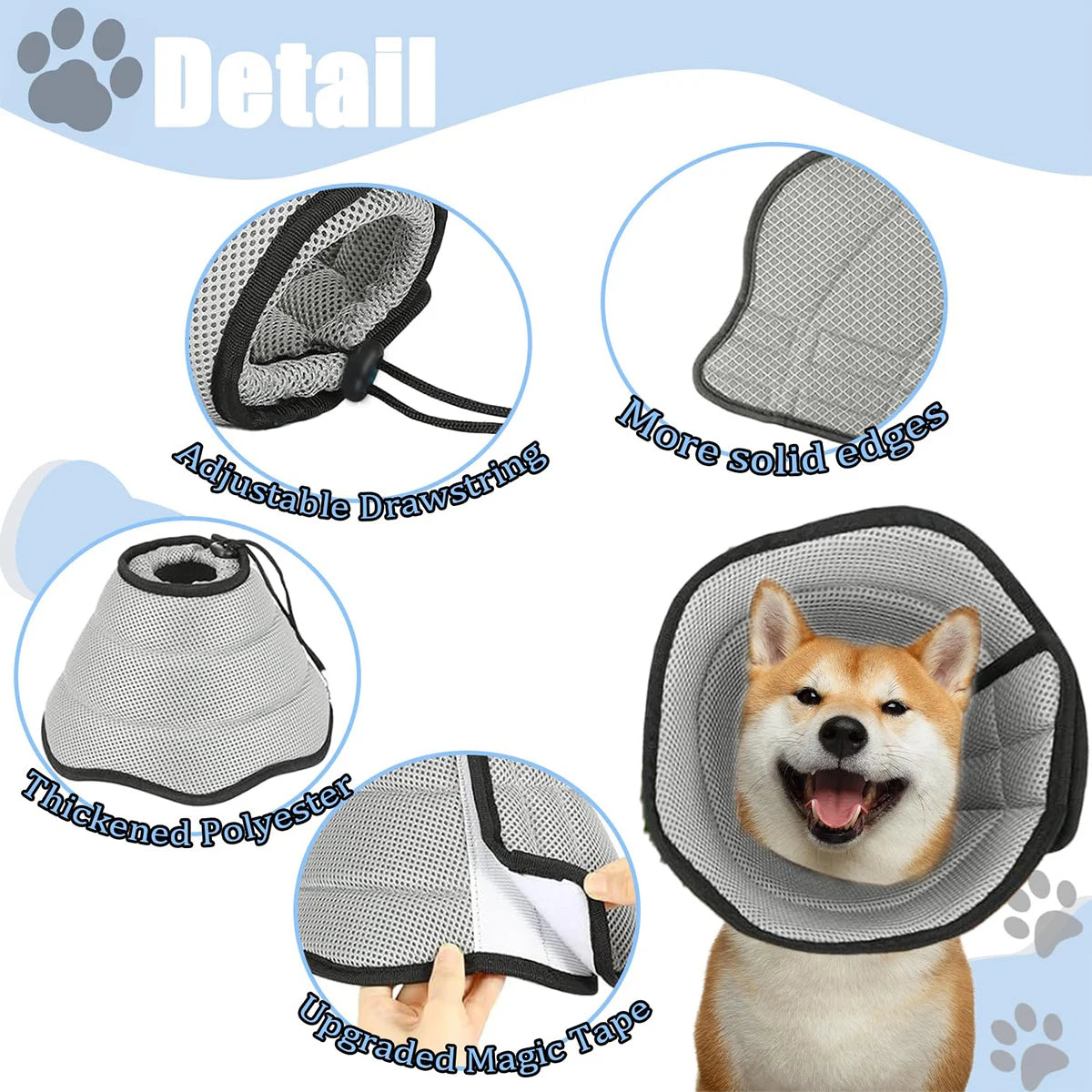 Collerette Vétérinaire pour Chien – Collier de Protection Anti-Léchage et Anti-Morsure, Ajustable, Type Élisabéthain