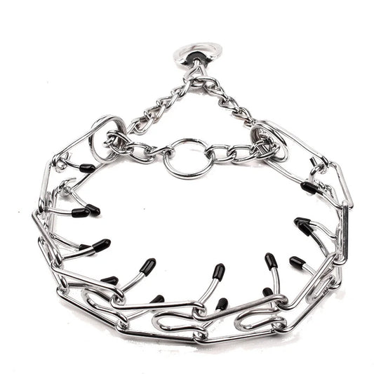 Collier de Dressage à Pointes en Métal – Anti-Traction, Ajustable, avec Embouts en Caoutchouc pour Chiens Moyens à Grands