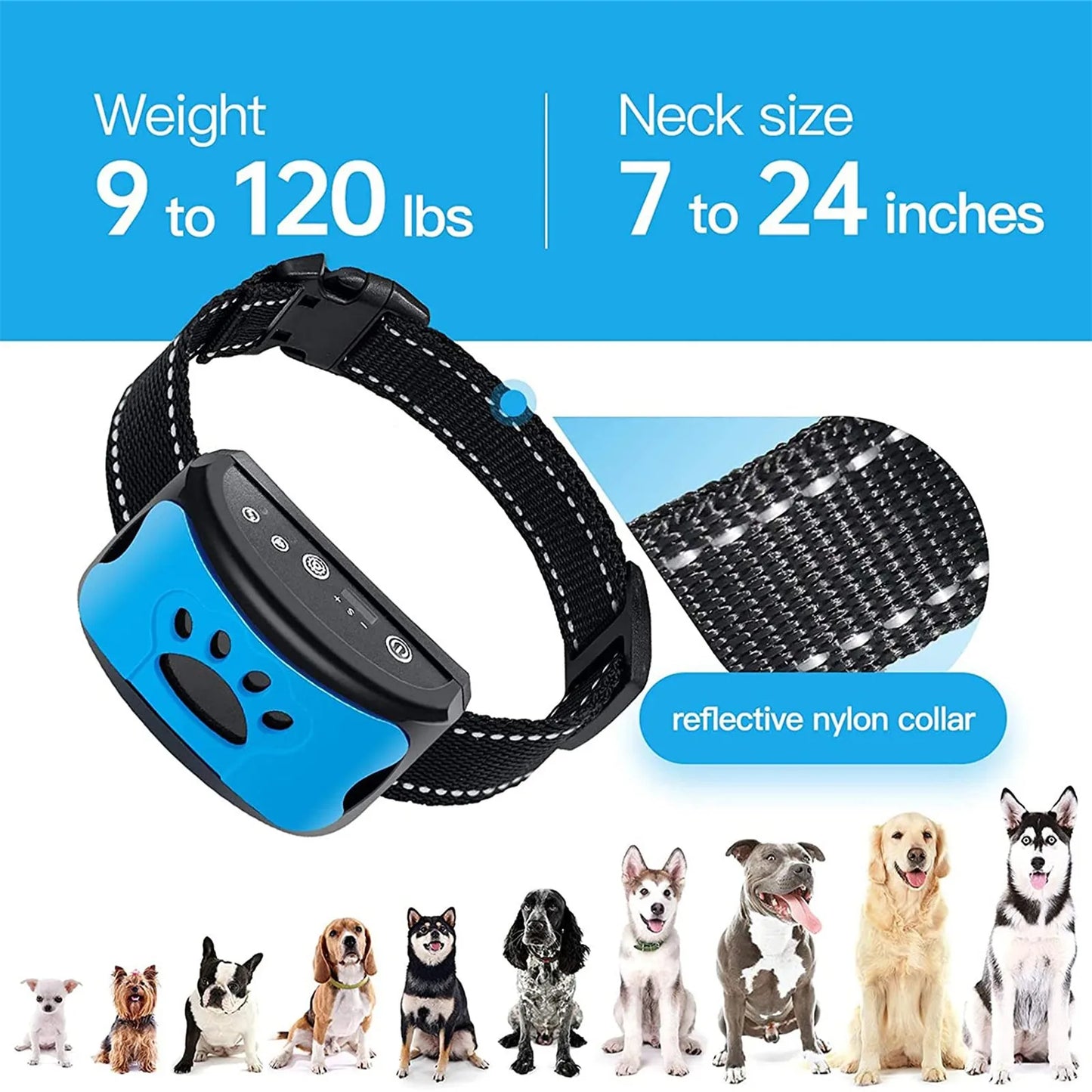 Collier Anti-Aboiement pour Chien – Ultrasons & Vibration, Recharge USB, Dressage Électrique Doux