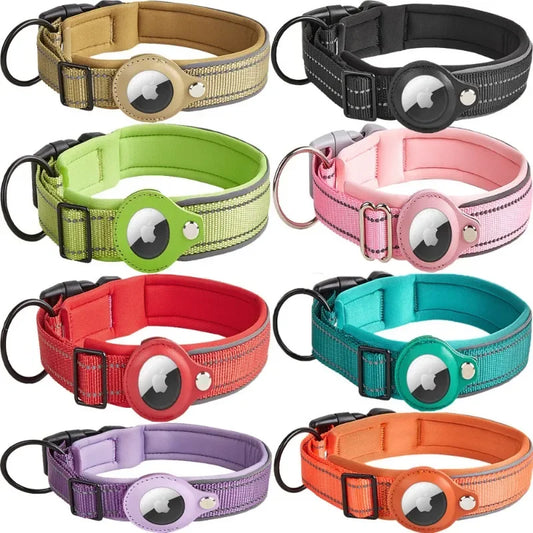 Collier Personnalisé en Cuir pour Animal – Collier Antiperte avec Support Intégré pour AirTag, Design Réglable et Protecteur