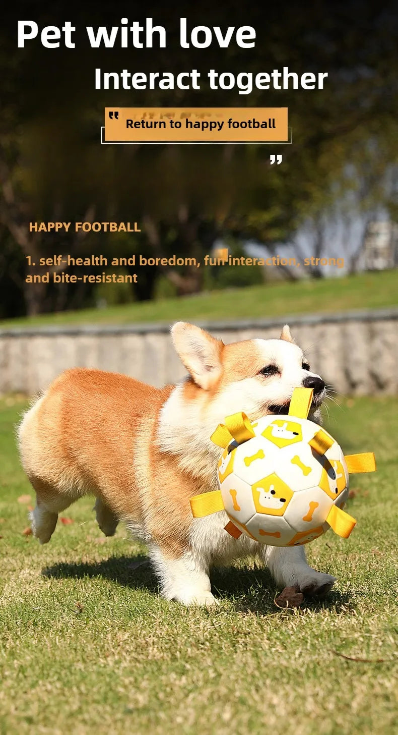 Ballon de Football Sonore pour Chien – Jouet à Mâcher Résistant pour l’Extérieur, Durable et Gonflable – Anti-Morsure avec Couineur Intégré