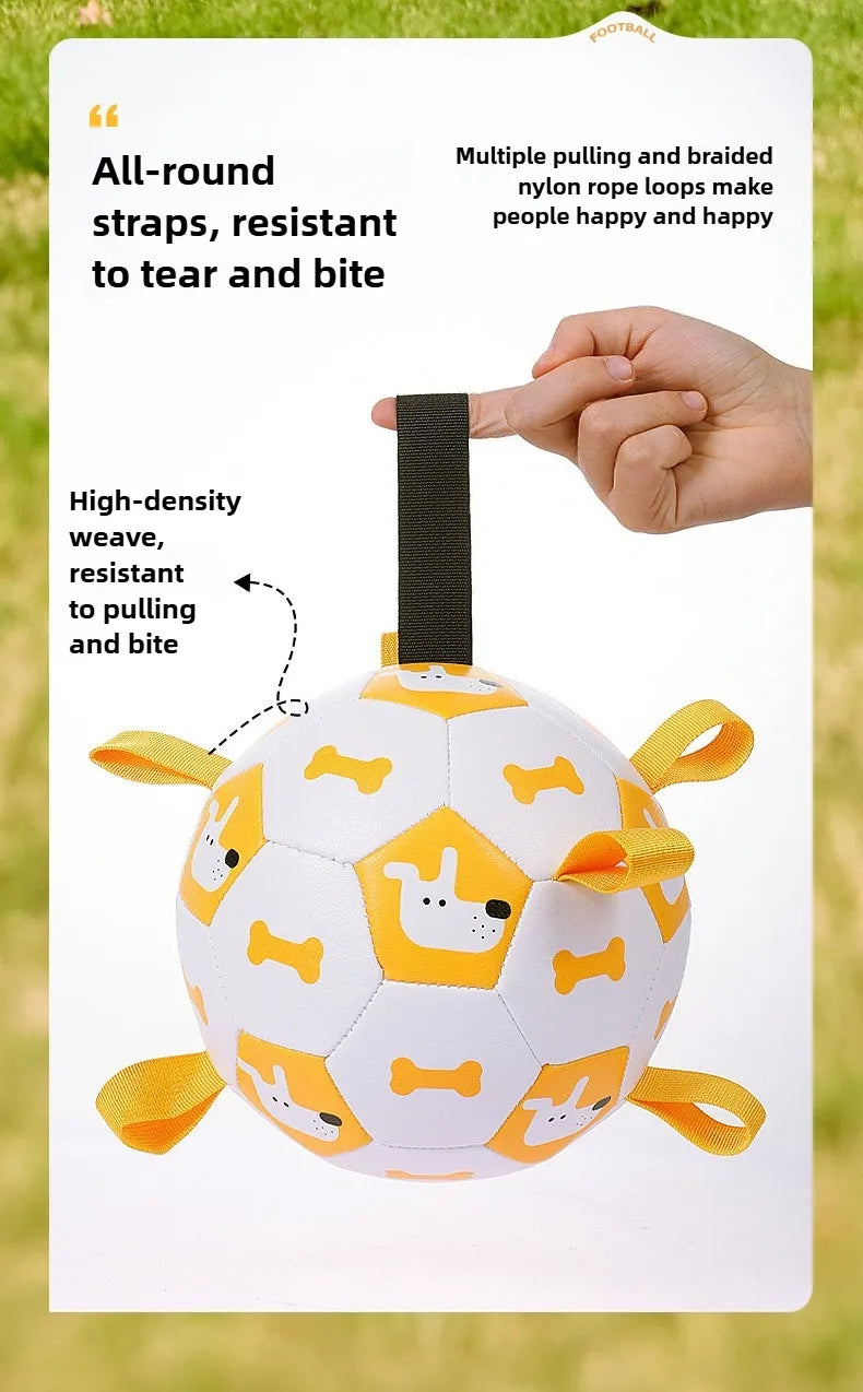 Ballon de Football Sonore pour Chien – Jouet à Mâcher Résistant pour l’Extérieur, Durable et Gonflable – Anti-Morsure avec Couineur Intégré