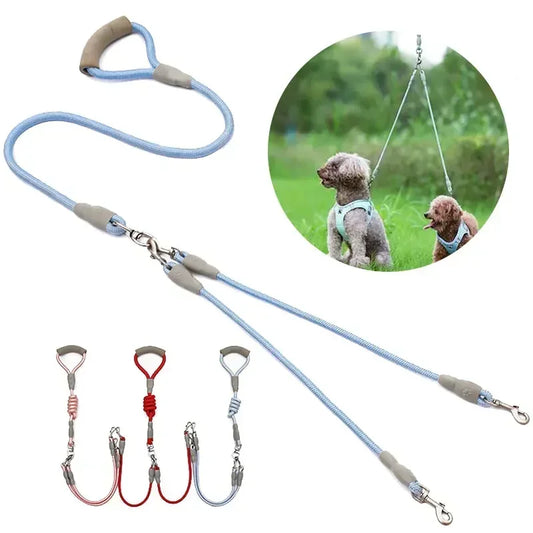 Laisse Double pour Chien – Laisse Moyenne avec Chaîne Double, Système Une Laisse pour Deux Chiens, Accessoire Pratique pour la Marche