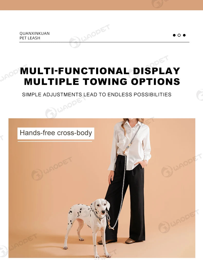 Laisse Multifonction Mains Libres pour Chien – Corde de Marche 10-en-1 pour Chiens Petits, Moyens et Grands, Idéale pour la Course et la Marche en Extérieur