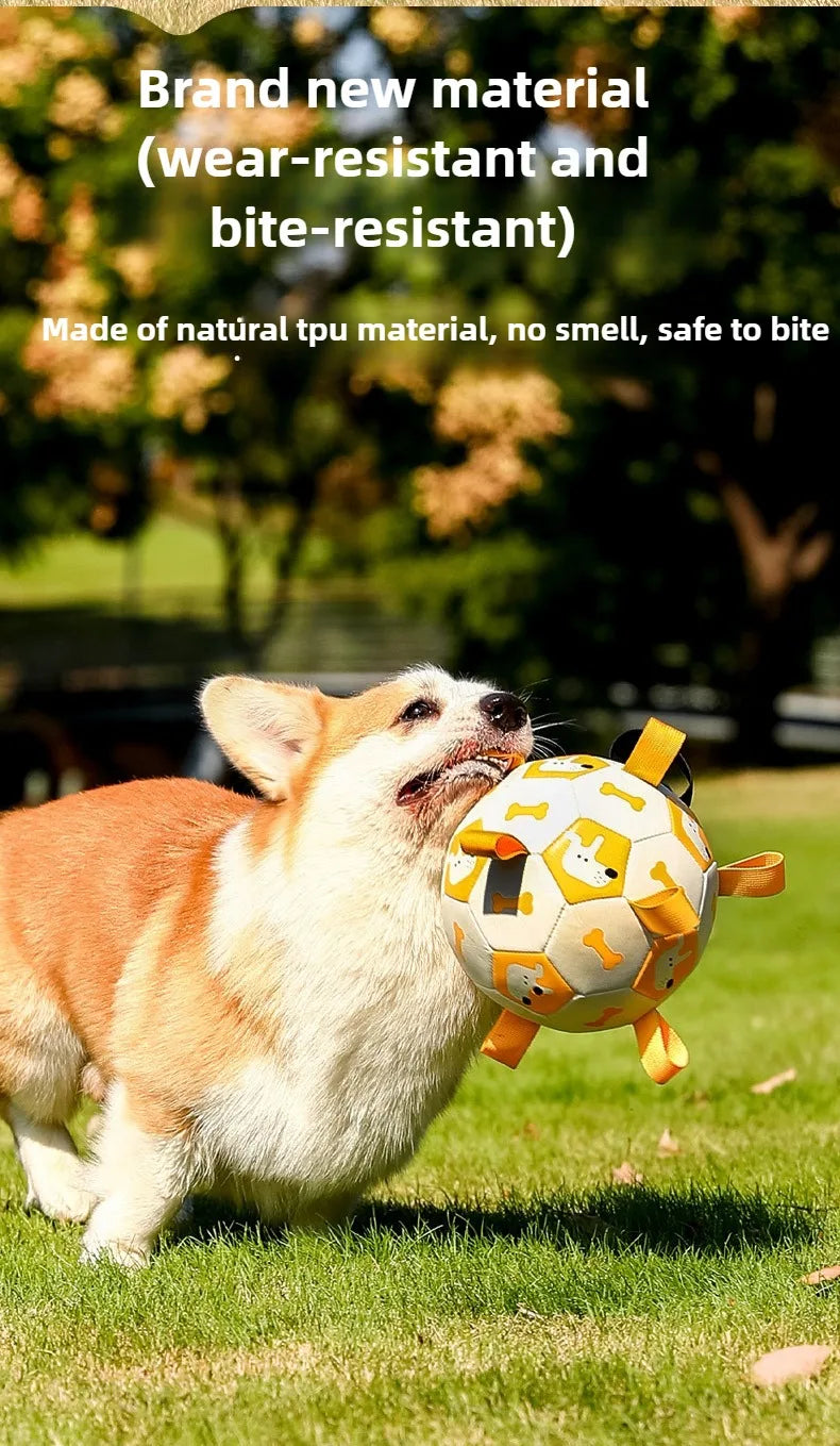 Ballon de Football Sonore pour Chien – Jouet à Mâcher Résistant pour l’Extérieur, Durable et Gonflable – Anti-Morsure avec Couineur Intégré
