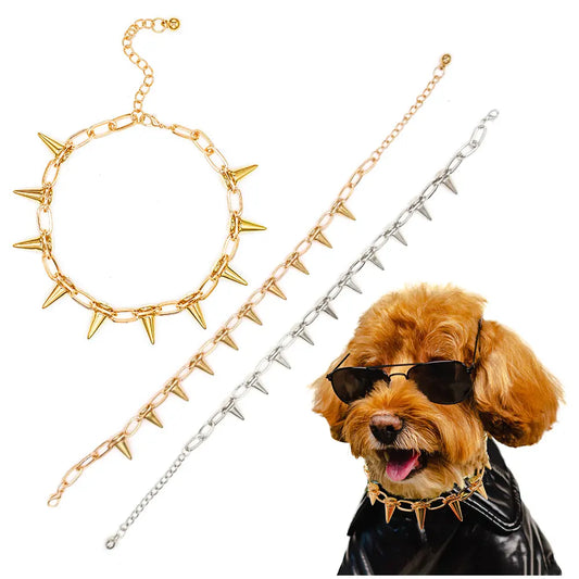 Collier Métal à Pointes pour Chien – Style Rock, Réglable pour Petits & Moyens Chiens (Bulldog, Carlin, etc.)
