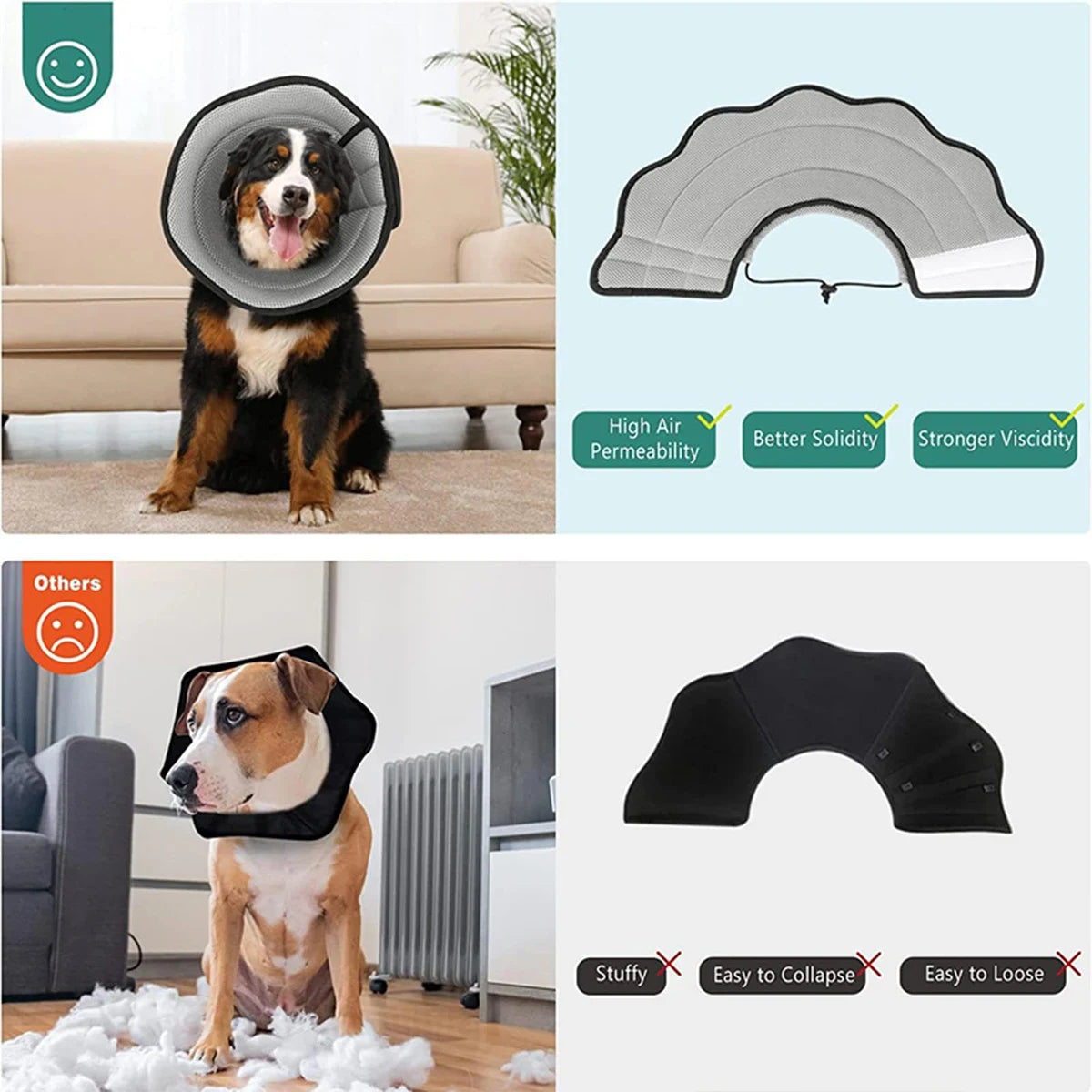 Collerette Vétérinaire pour Chien – Collier de Protection Anti-Léchage et Anti-Morsure, Ajustable, Type Élisabéthain