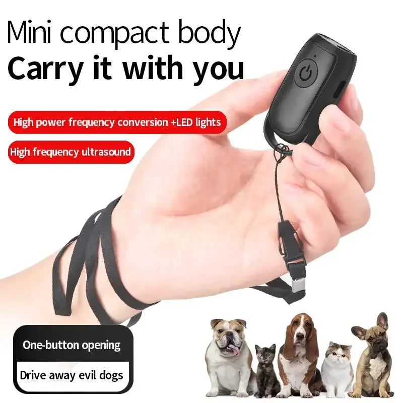 Mini Répulsif Ultrasonique Portable pour Chien – Anti-Aboiement & Dressage avec LED Intégrée