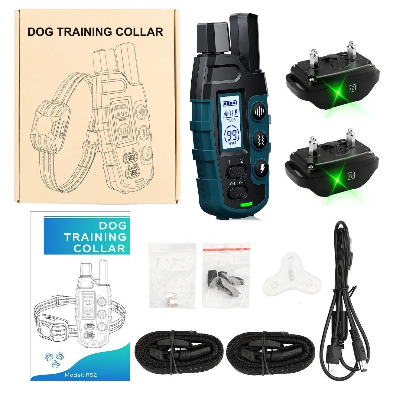 Collier de Dressage pour Chien avec Télécommande – 1000 m, Étanche IP67, Rechargeable, Multi-Mode (Pour 1 ou 2 Chiens)