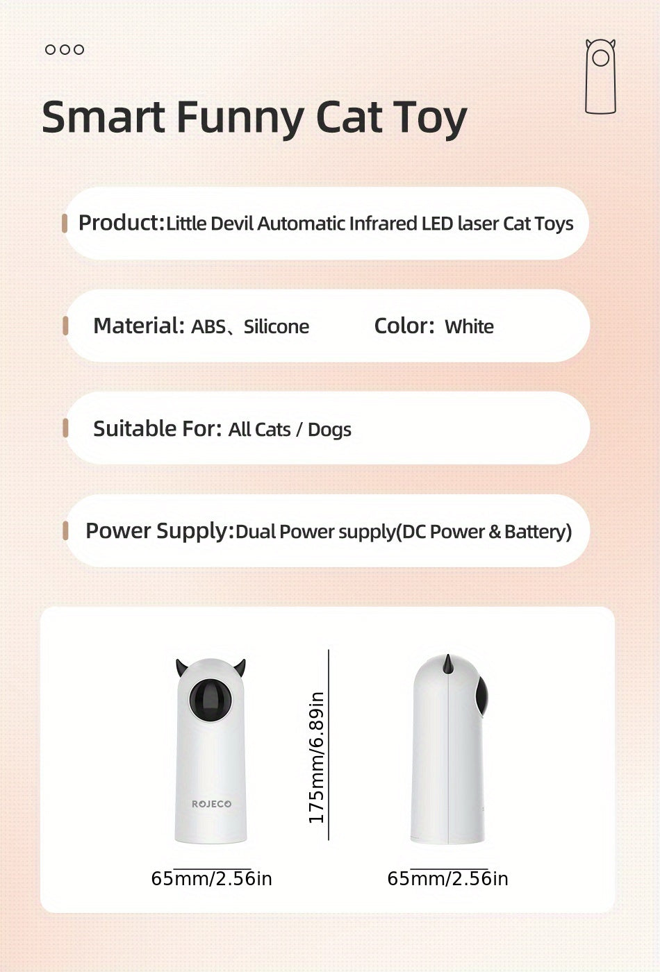 Jouet Interactif Laser Automatique pour Chat/Chien – Jouet Intelligent d’Intérieur pour Animaux – Sans Piles Incluses