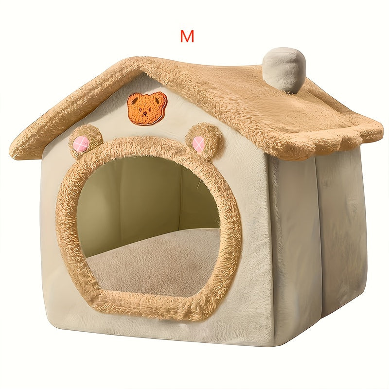 Maison Douillette en Forme de Cabane pour Chien et Chat – Lit pour Animaux Lavable, Chaud & Confortable Toutes Saisons