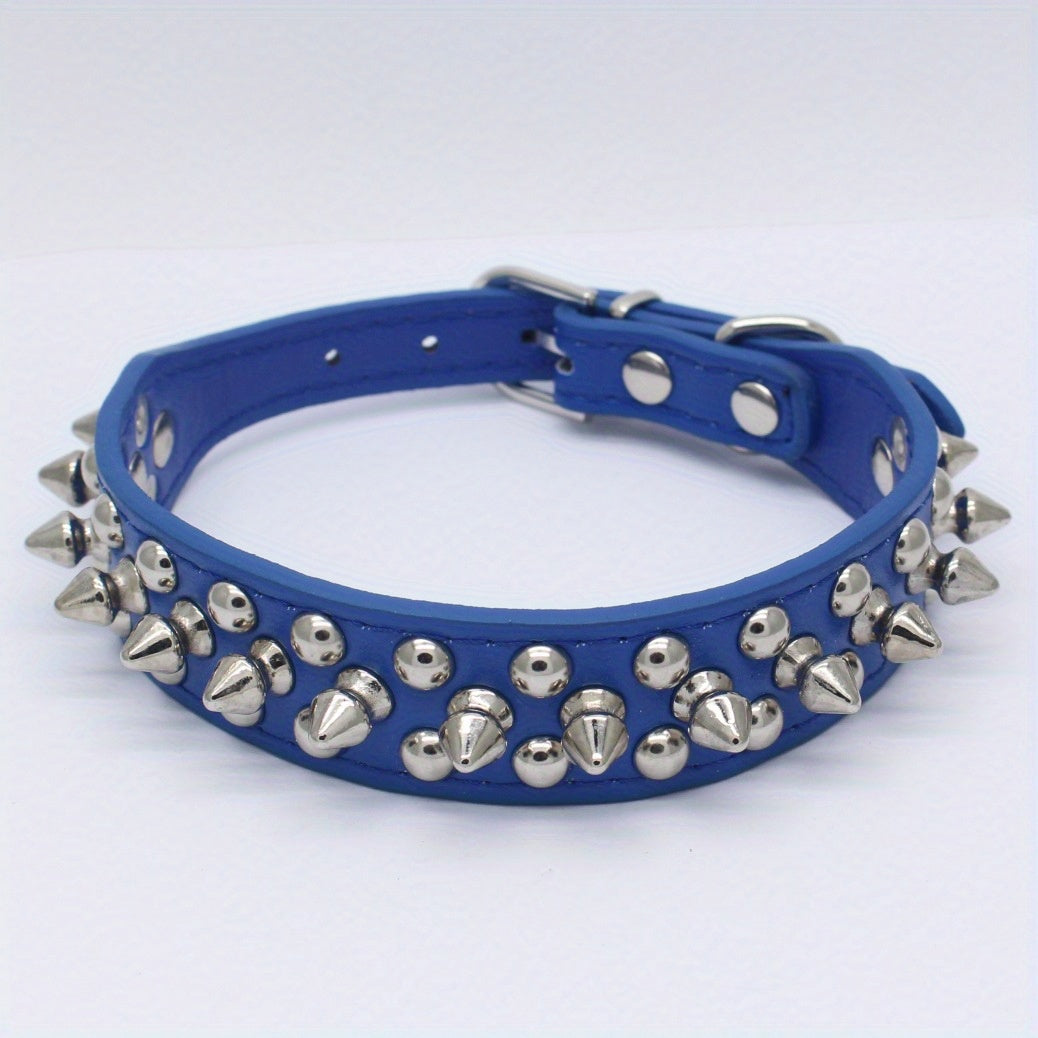 Collier pour Chien en Similicuir PU avec Clous et Rivets – Style Rock pour Petits et Moyens Chiens