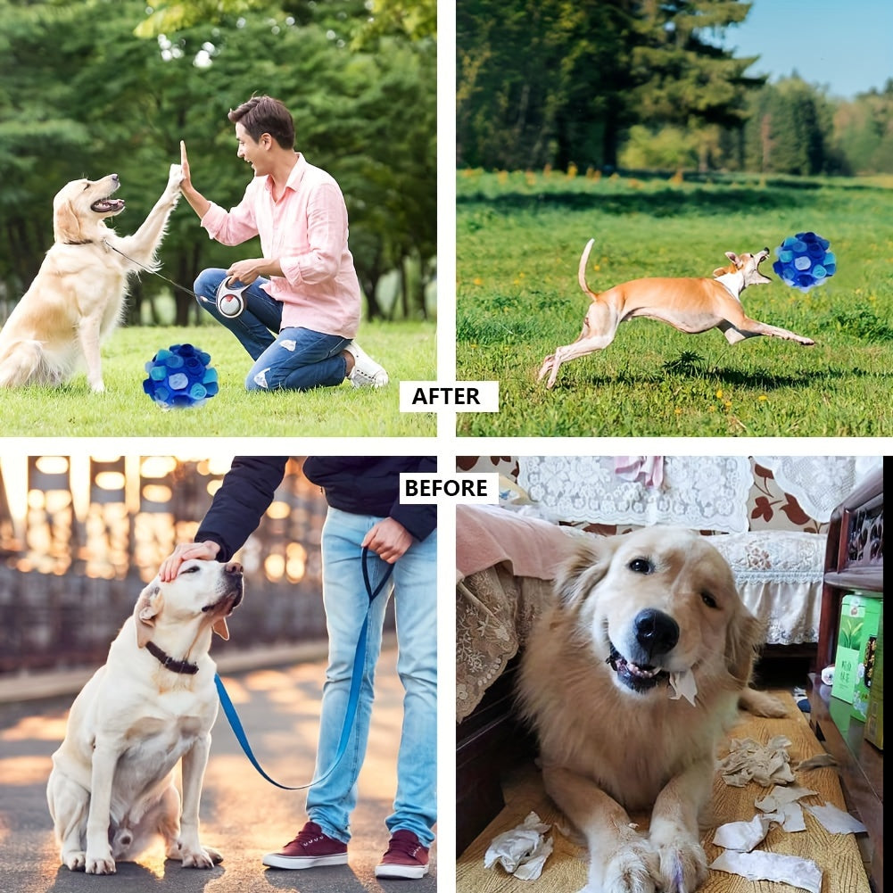 Jouet Interactif en Peluche pour Chien – Balle à Friandises, Jeu de Flair, Mâchouille & Nettoyage des Dents