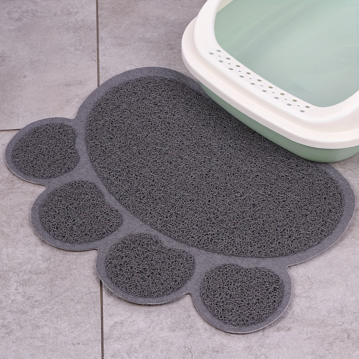Tapis de Litière Antidérapant en Forme de Patte – Anti-éclaboussures & Anti-dérapant pour Bac à Litière de Chat