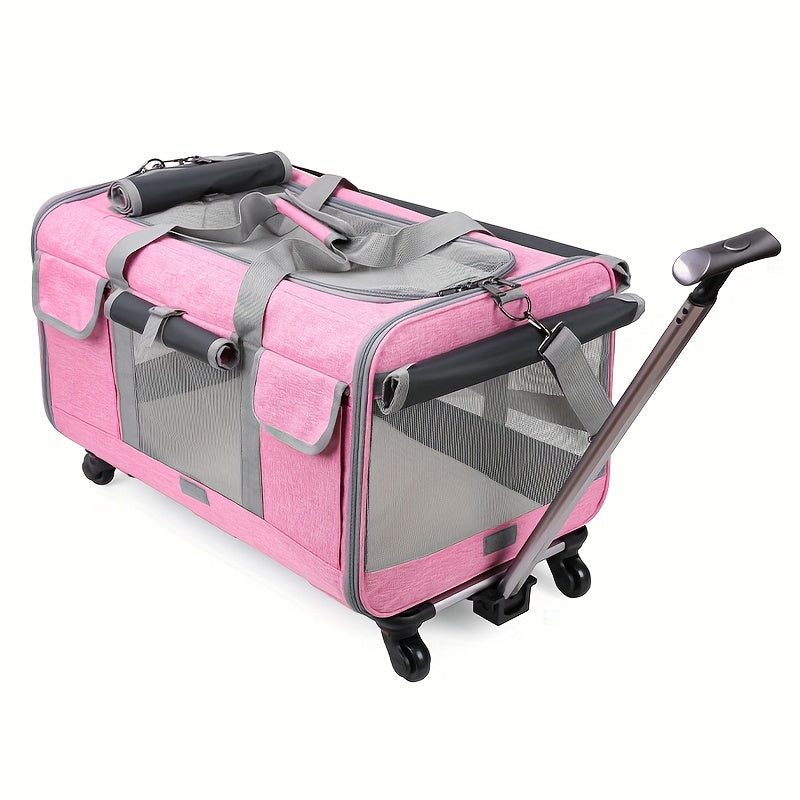 Chariot de Transport pour Animaux – Très Grand Format – Sac de Voyage Pliable pour Chien et Chat – Structure Amovible avec Roues – Cage Trolley Portable