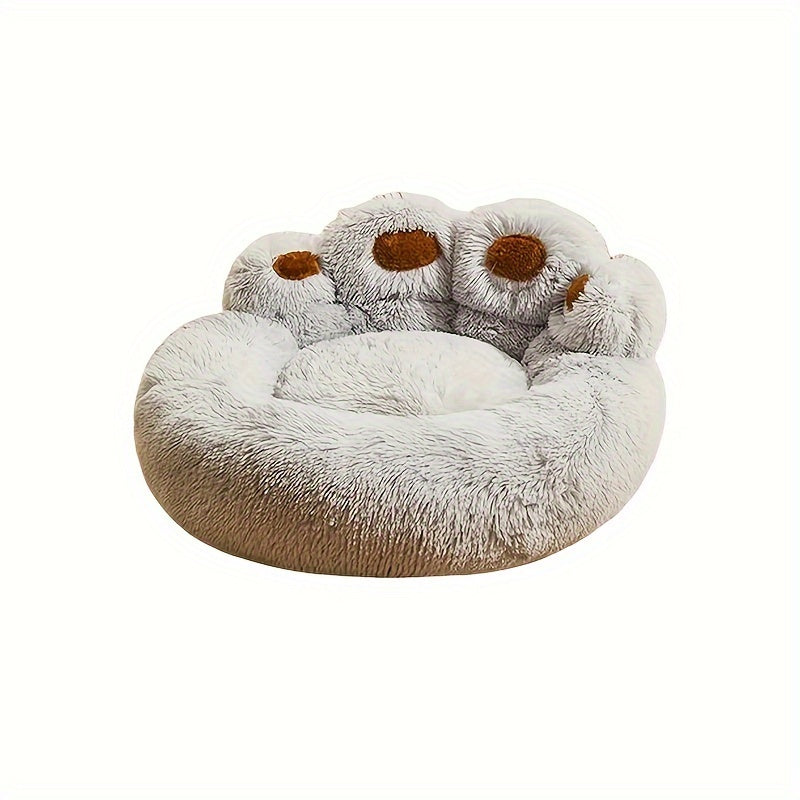 Lit pour Chien en Forme de Patte d’Ours – Nid Douillet en Peluche Longue, Coussin Ultra Moelleux pour le Sommeil et la Sieste des Chiens et Chats