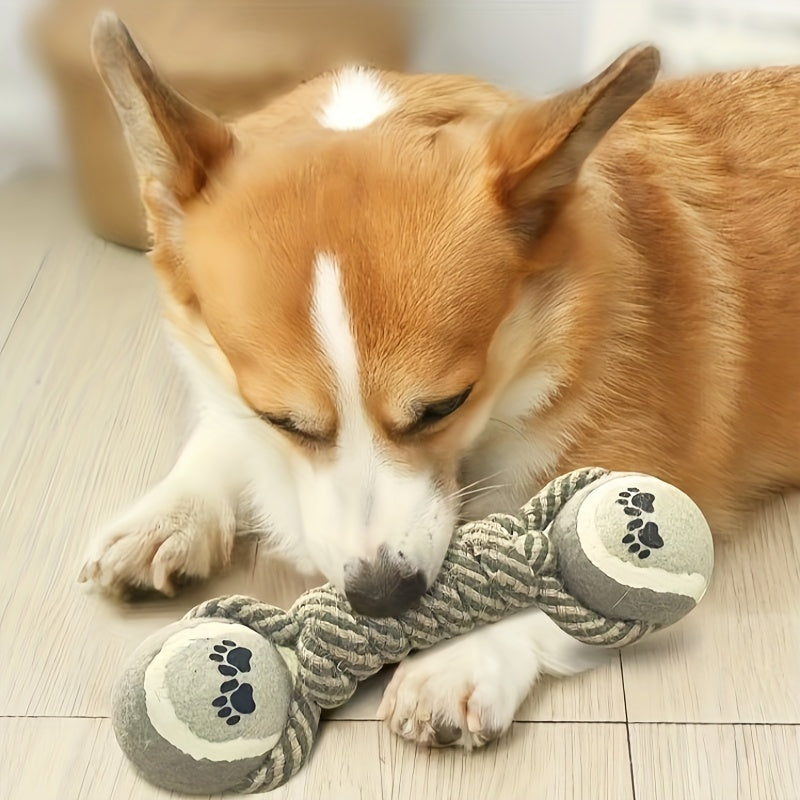 Jouet à Mâcher avec Corde Tressée & Balle – Nettoyage des Dents pour Chiens et Chats