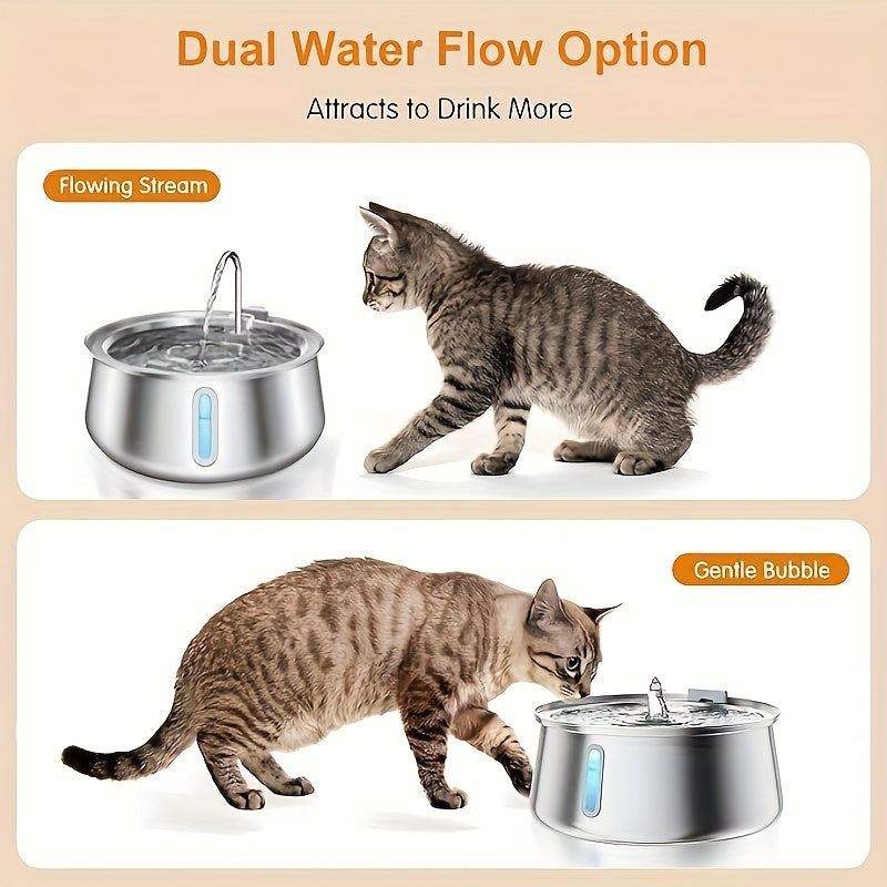 Fontaine à Eau Automatique en Acier Inoxydable pour Chat – 4L / 134oz – Distributeur d’Eau Silencieux avec Fenêtre de Niveau et Bec Imitation Robinet – Idéale pour Chats d’Intérieur
