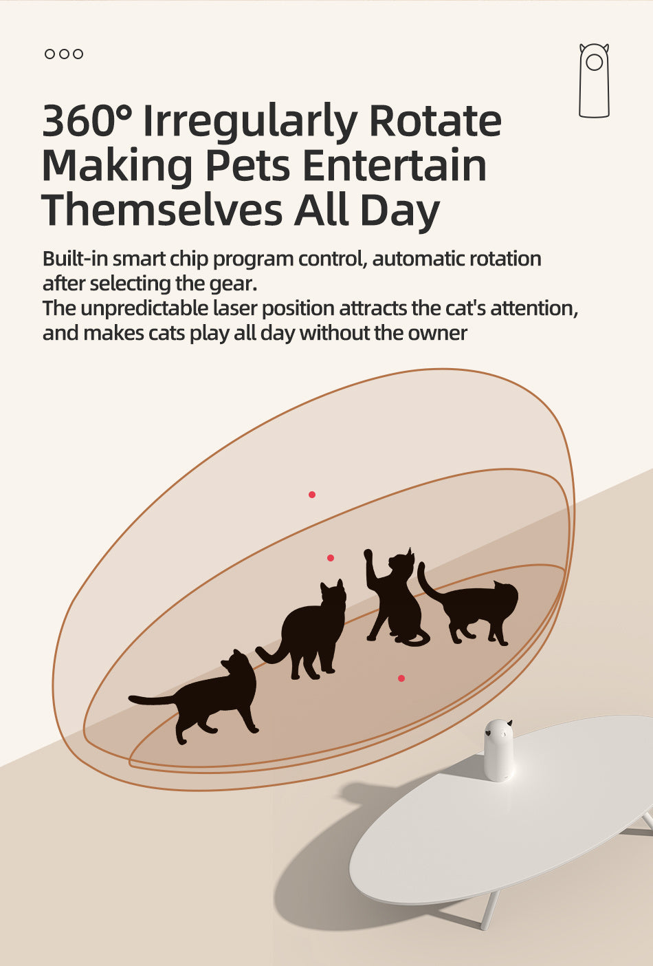 Jouet Interactif Laser Automatique pour Chat/Chien – Jouet Intelligent d’Intérieur pour Animaux – Sans Piles Incluses