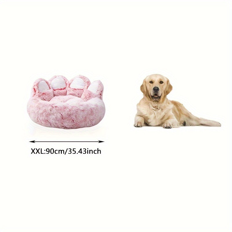 Lit pour Chien en Forme de Patte d’Ours – Nid Douillet en Peluche Longue, Coussin Ultra Moelleux pour le Sommeil et la Sieste des Chiens et Chats