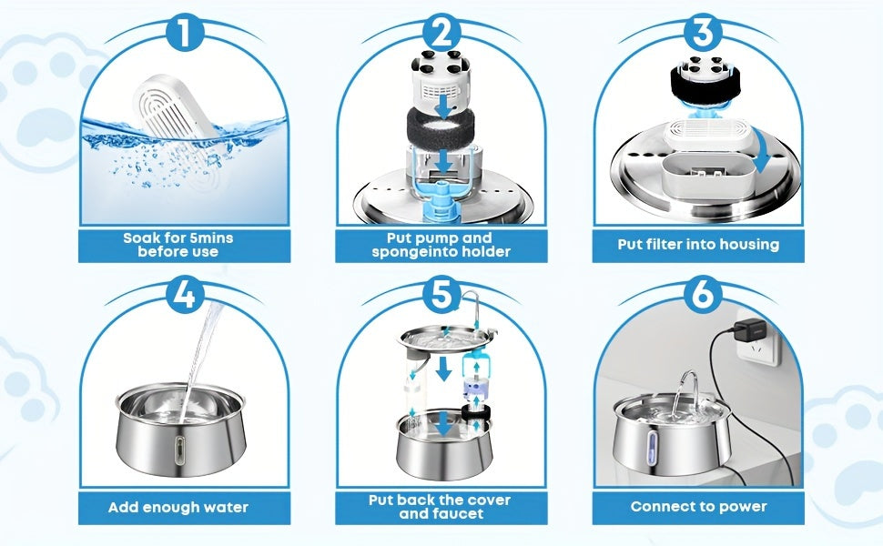Fontaine à Eau Automatique en Acier Inoxydable pour Chat – 4L / 134oz – Distributeur d’Eau Silencieux avec Fenêtre de Niveau et Bec Imitation Robinet – Idéale pour Chats d’Intérieur