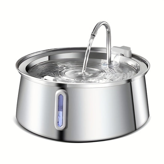 Fontaine à Eau Automatique en Acier Inoxydable pour Chat – 4L / 134oz – Distributeur d’Eau Silencieux avec Fenêtre de Niveau et Bec Imitation Robinet – Idéale pour Chats d’Intérieur