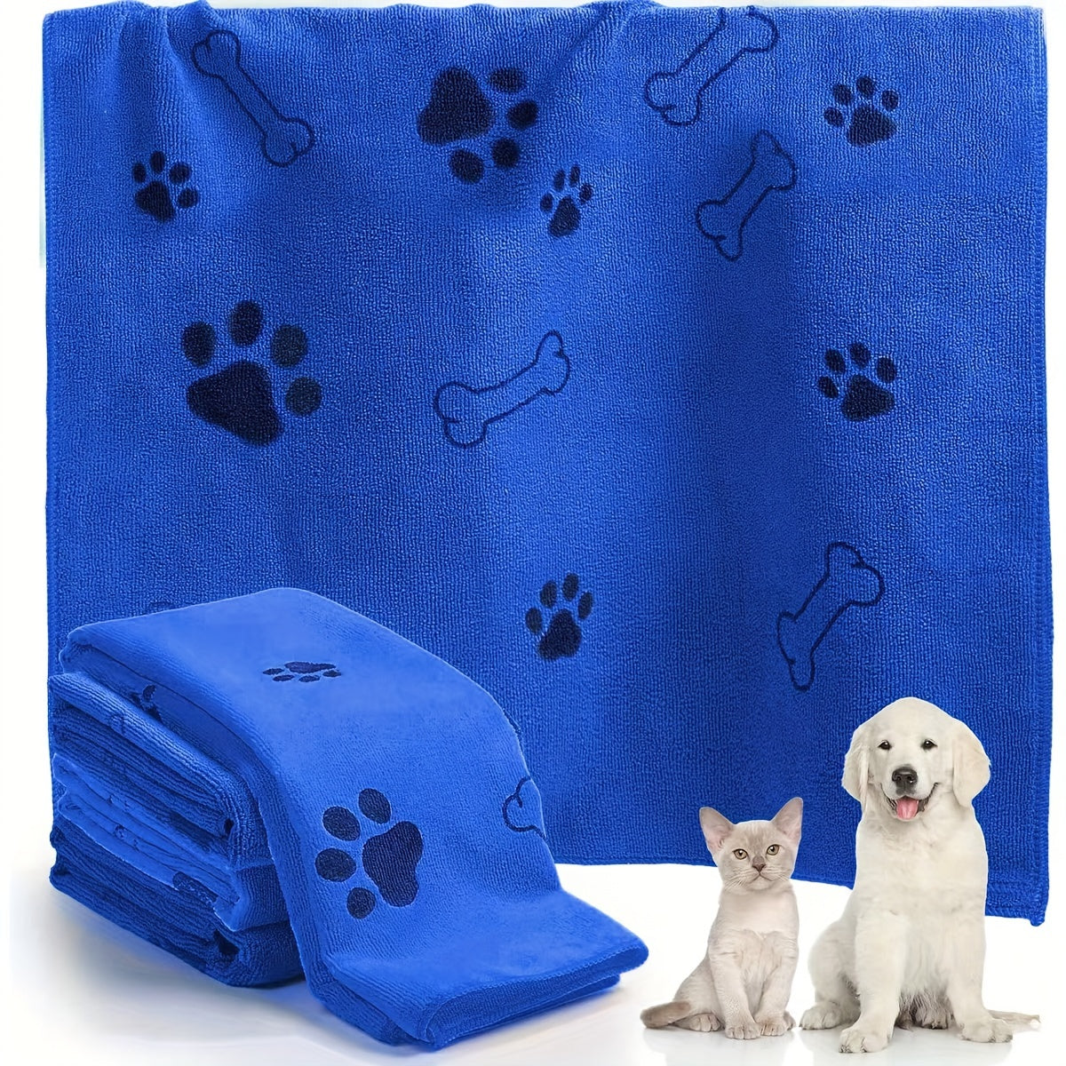 Serviette pour Chien et Chat – Serviette de Bain Absorbante en Microfibre – Séchage Rapide – Idéale pour Chiens Moyens, Chiots et Chats – Produit de Toilette pour Animaux