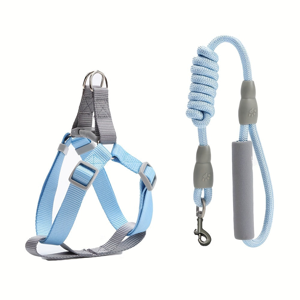 Ensemble Harnais et Laisse en Corde Style Macaron – Pour Petits et Moyens Chiens