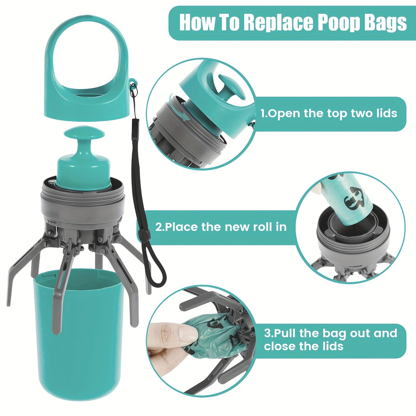 Ramasse-Crottes pour Animaux – Pelle Portable pour Déjections Canines – Distributeur Intégré – Accessoire d’Extérieur Pratique pour Chiens