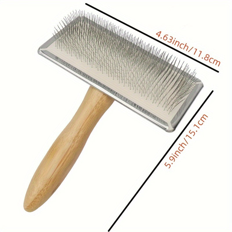 Kit de Brosses de Toilettage pour Chien & Chat – Manche en Bois Massif, Peigne Démêlant Inox & Brosse de Massage